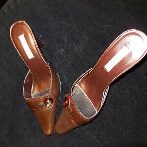 Ann Marino Brown Leather Heels Size 8 M
